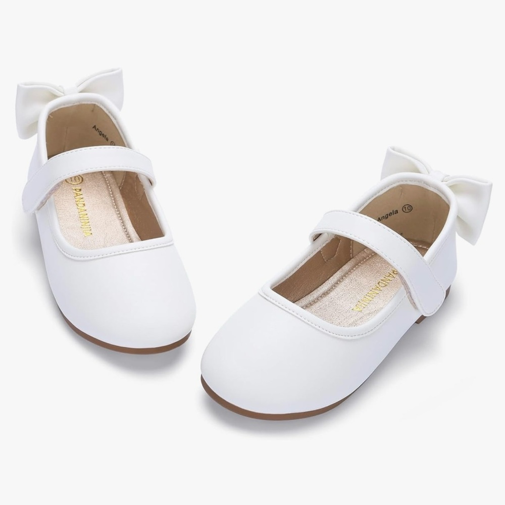 White Mary Jane Flats with Bows